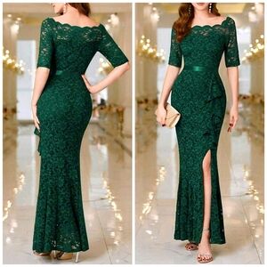 Dresses | New Luxe Scalloped Lace Overlay Mermaid Gown Dress Dark Green | Poshmark Dresses | New Luxe Scalloped Lace Overlay Mermaid Gown Dress Dark Green | Poshmark